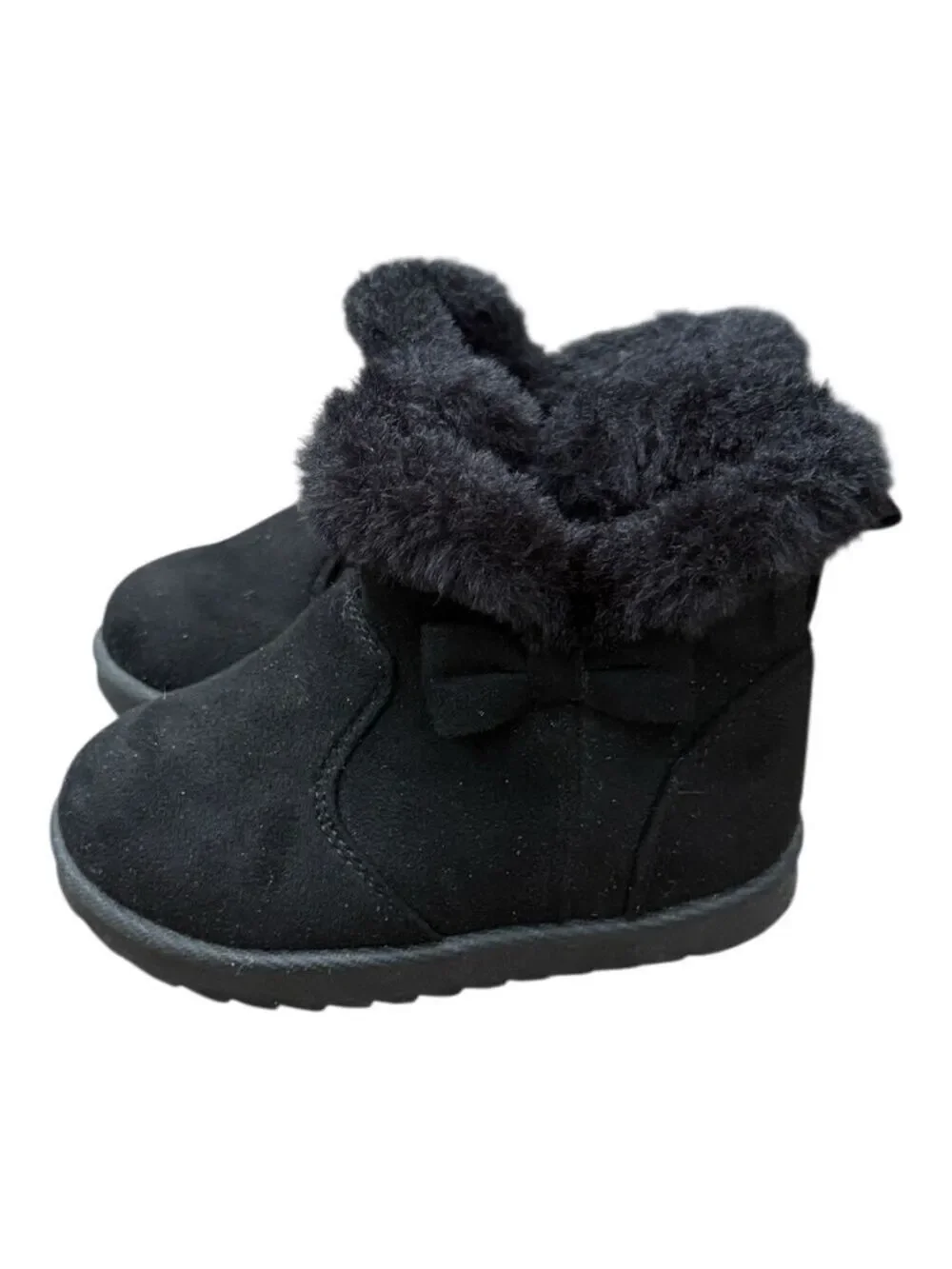Toddler Girl’s Size 6 Black Faux Fur Bow Winter Boots